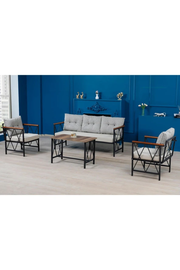 Sosyal Medya Dekorasyon 3+1+1 Balkon, Bahçe, Cafe Mobilyası - 7