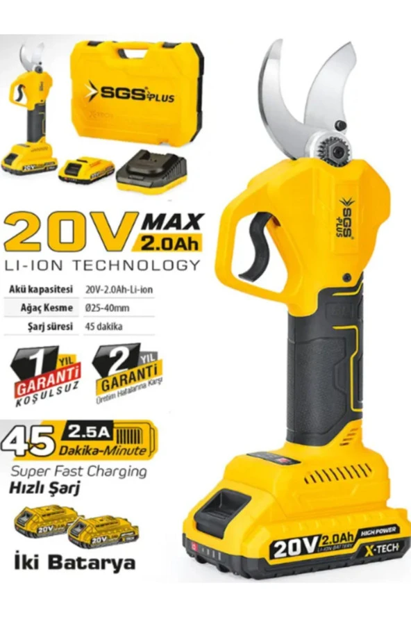Sgs   AKÜLÜ BUDAMA MAKASI 20V SGS5555
