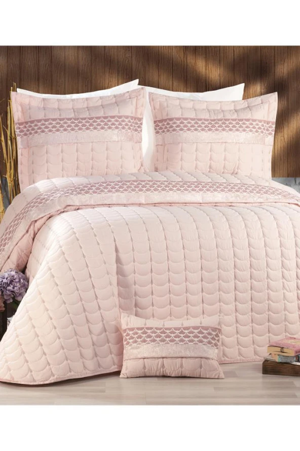 Colors Micro Çift Kişilik Yatak Örtüsü Pudra - Resim 3