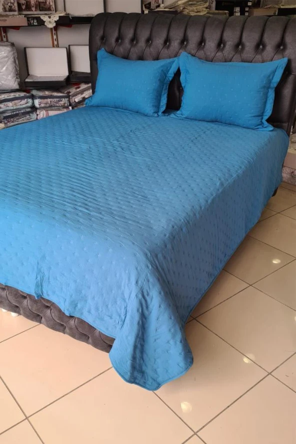 Washed Soft Çift Kişilik Yatak Örtüsü Petrol