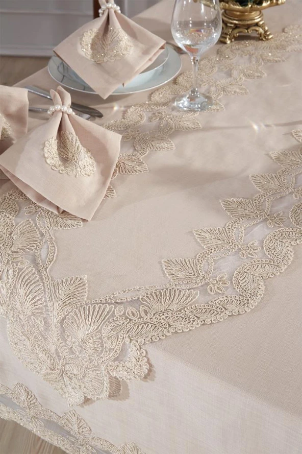 Midye Masa Örtüsü Takımı 18 Parça Cappucino - Resim 8
