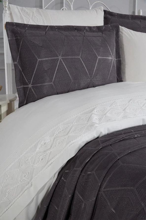 Çeyiz Diyarı Verona 7 Parça Gelin Seti Antrasit - Resim 3