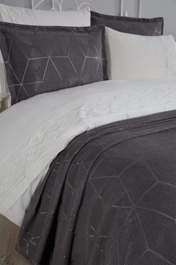 Çeyiz Diyarı Verona 7 Parça Gelin Seti Antrasit - Resim 4