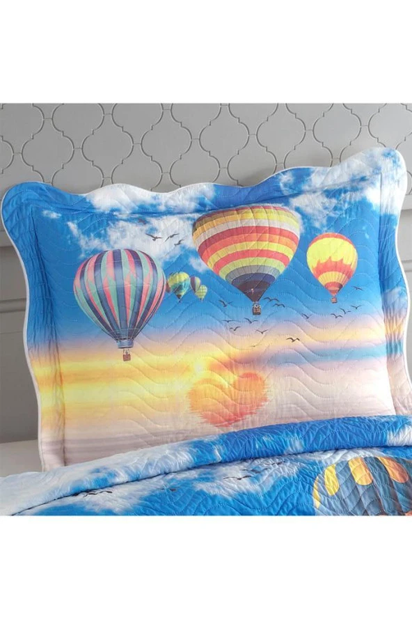 Balloon Baskılı Kapitoneli Tek Kişilik Yatak Örtüsü - Resim 2