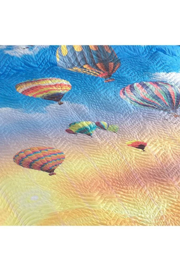Balloon Baskılı Kapitoneli Tek Kişilik Yatak Örtüsü - Resim 3