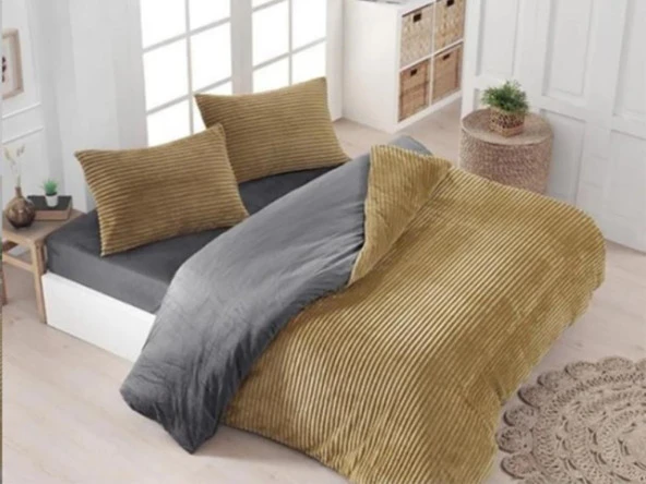 Merinos Fitilli Çift Kişilik Nevresim Takımı Yağ Yeşili ürün görseli