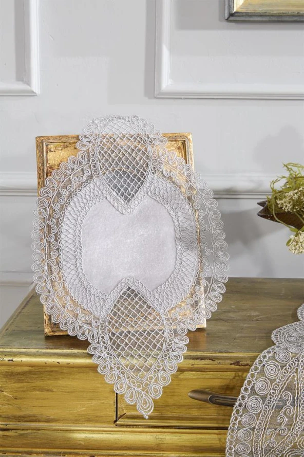 Fransız Güpürlü Kadife Yağmur Salon Takımı 5 Parça Gri - Resim 4