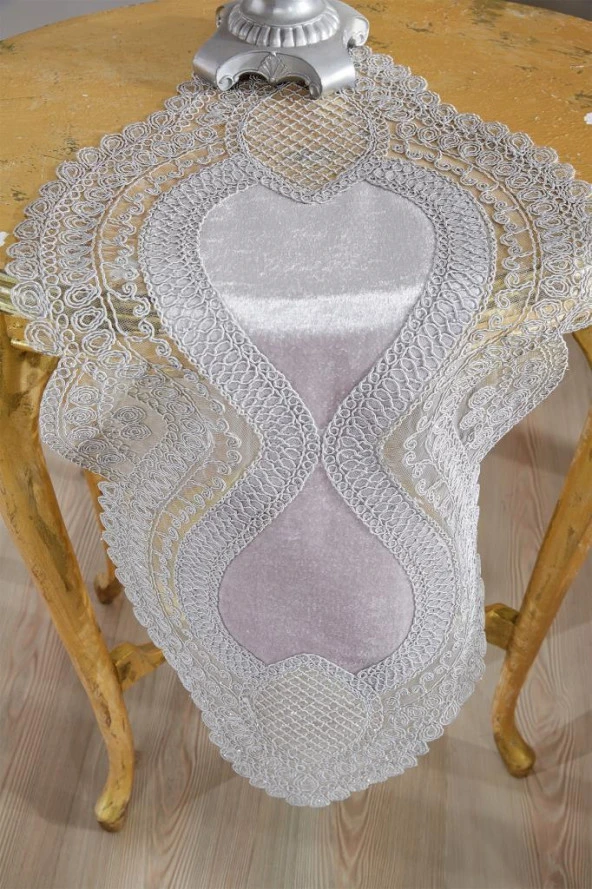 Fransız Güpürlü Kadife Yağmur Salon Takımı 5 Parça Gri - Resim 5