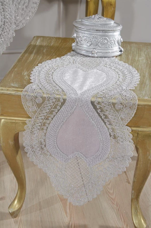 Fransız Güpürlü Kadife Yağmur Salon Takımı 5 Parça Gri - Resim 6