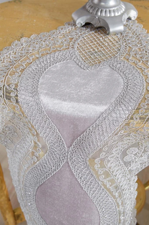 Fransız Güpürlü Kadife Yağmur Salon Takımı 5 Parça Gri - Resim 7