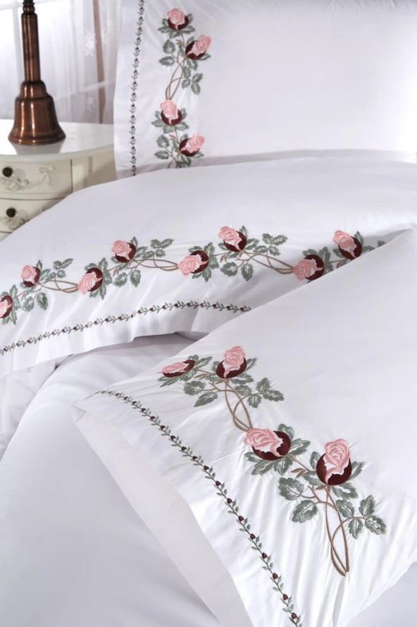 Anita Nakışlı 6 Parça Nevresim Takımı Krem - Resim 6