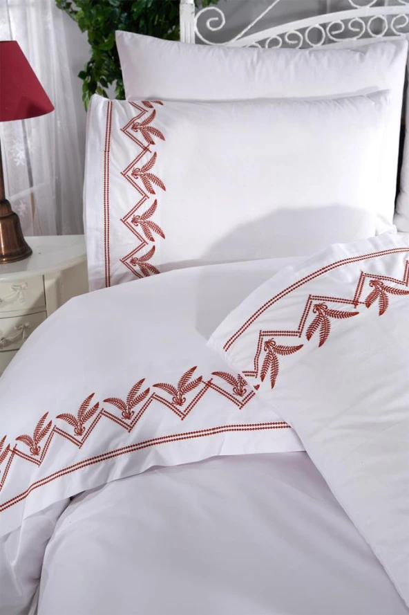 Yuliana Nakışlı 6 Parça Nevresim Takımı Krem - Resim 8