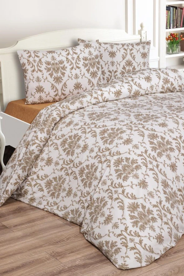 Çeyiz Diyarı Mary Çift Kişilik Lastikli Çarşaflı Nevresim Takımı Bej ürün görseli