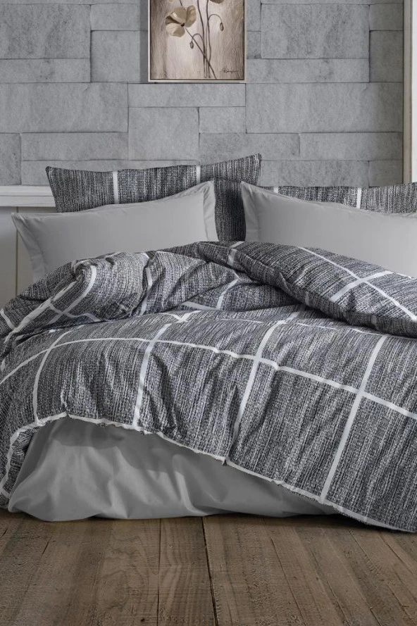 Çeyiz Diyarı Rian Çift Kişilik Nevresim Takımı Gri ürün görseli