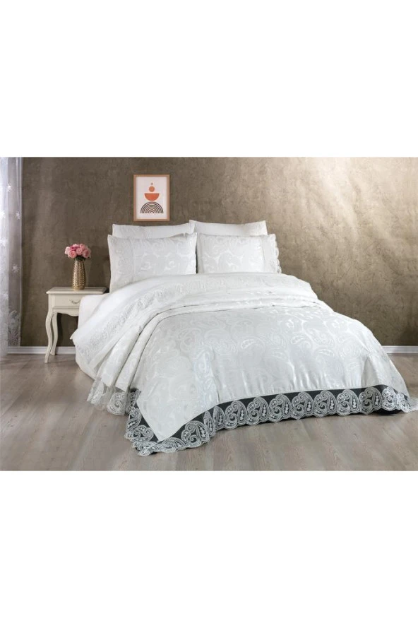 Çeyiz Diyarı Şal 7 Parça Gelin Seti Krem - Resim 2