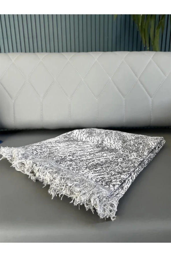 Saçaklı Lüks Koltuk Örtüsü 170x220 Cm Antrasit - Resim 2