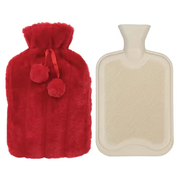 Su Torbası Ponponlu Peluş I. Sınıf Kauçuk Malzeme 2 Litre Sıcak Su Torbası - 3