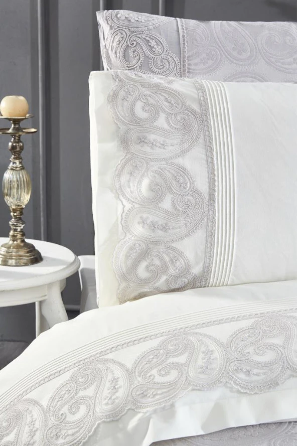 Çeyiz Diyarı Şal 7 Parça Gelin Seti Gri - Resim 4