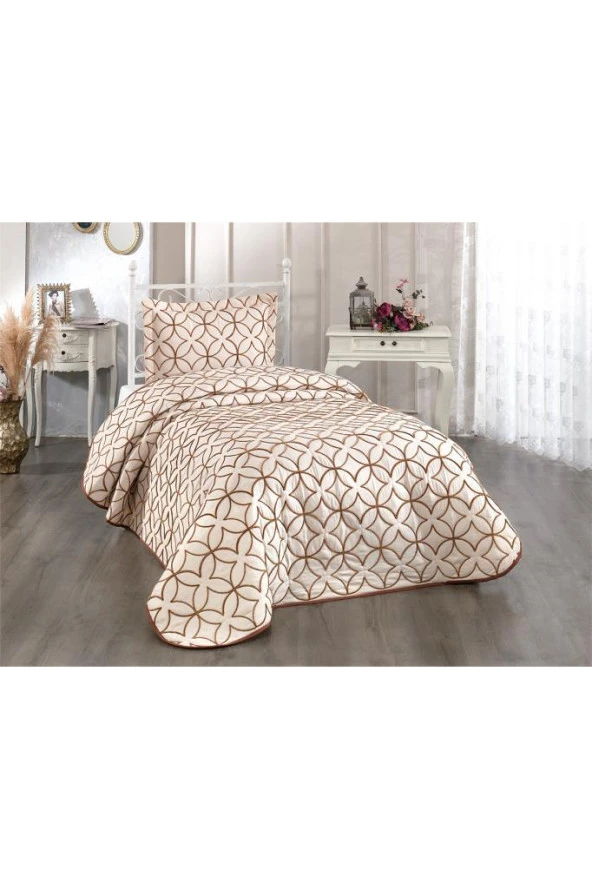 Parolin Tek Kişilik Kapitoneli Yatak Örtüsü Bej - Resim 2