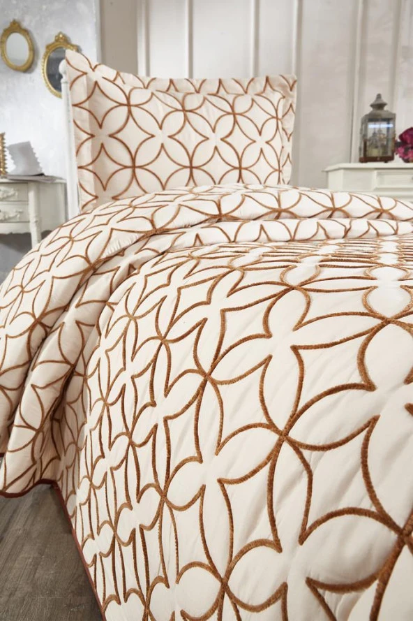 Parolin Tek Kişilik Kapitoneli Yatak Örtüsü Bej - Resim 3