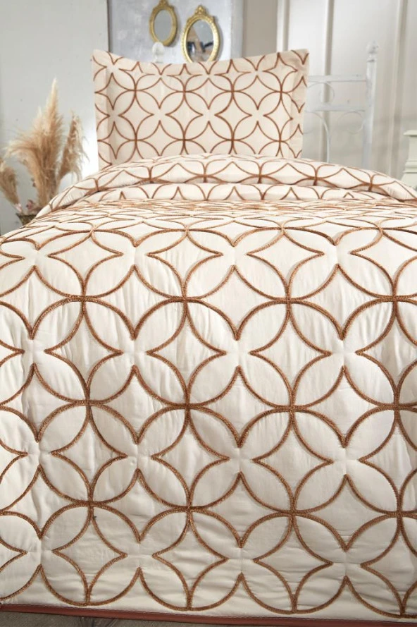 Parolin Tek Kişilik Kapitoneli Yatak Örtüsü Bej - Resim 5