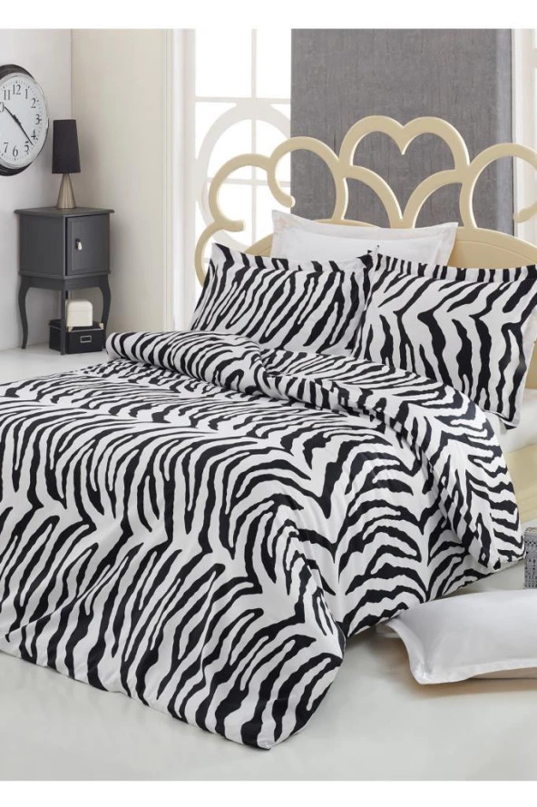 Çeyiz Diyarı Zebra Pamuk Saten Çift Kişilik Nevresim Takımı - 3