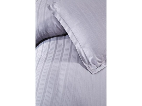Satin Kinox Armürlü Çift Kişilik Nevresim Takımı Gri - 2