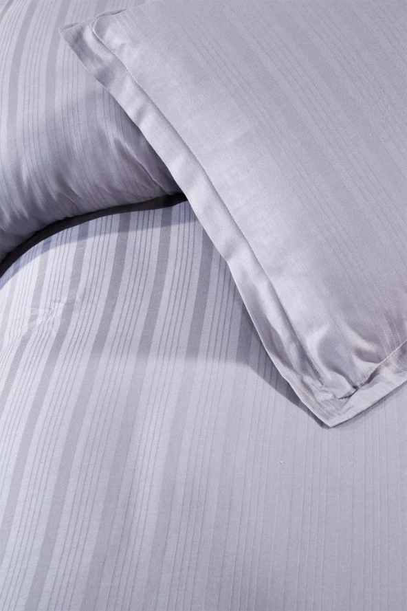Satin Kinox Armürlü Çift Kişilik Nevresim Takımı Gri - 4