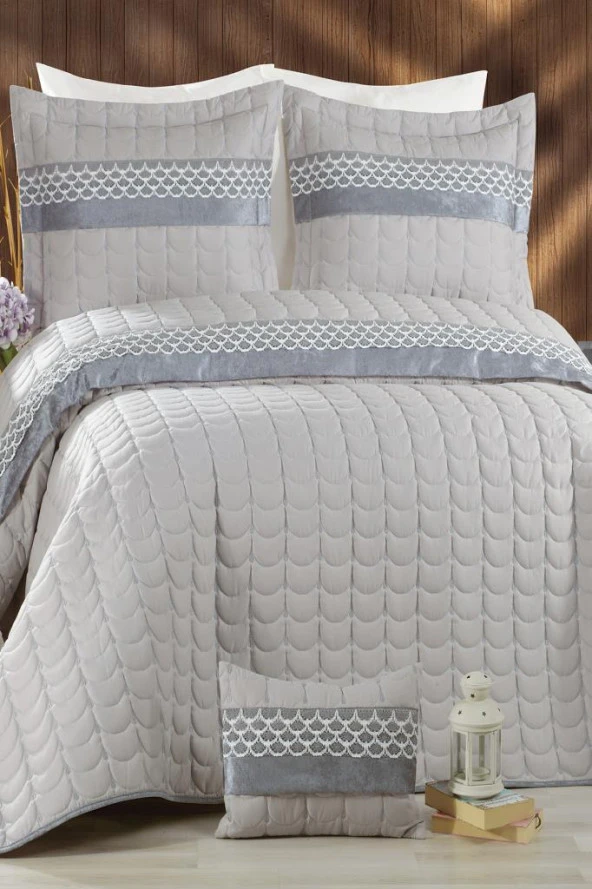 Colors Micro Çift Kişilik Yatak Örtüsü Gri - Resim 2