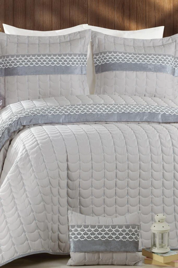 Colors Micro Çift Kişilik Yatak Örtüsü Gri - Resim 3