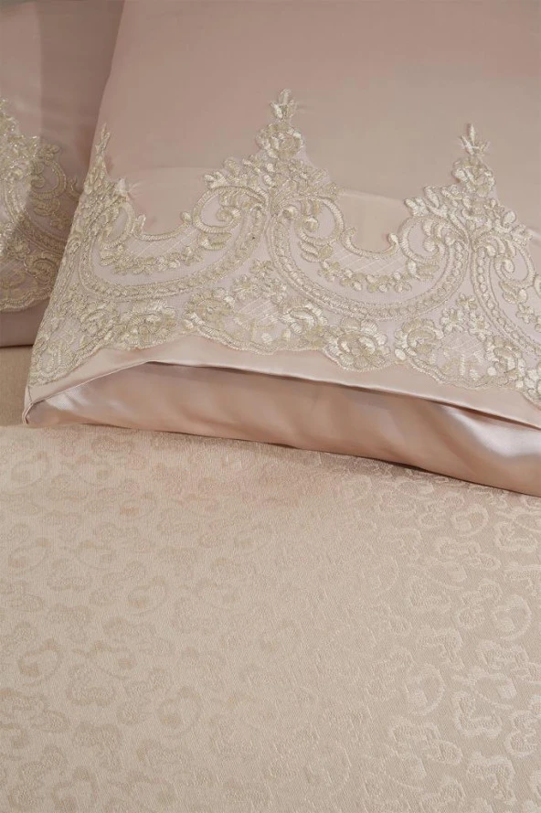 Çeyizdiyarı Fransız Güpürlü Diana Pike Seti 3 Parça Bej - Resim 4