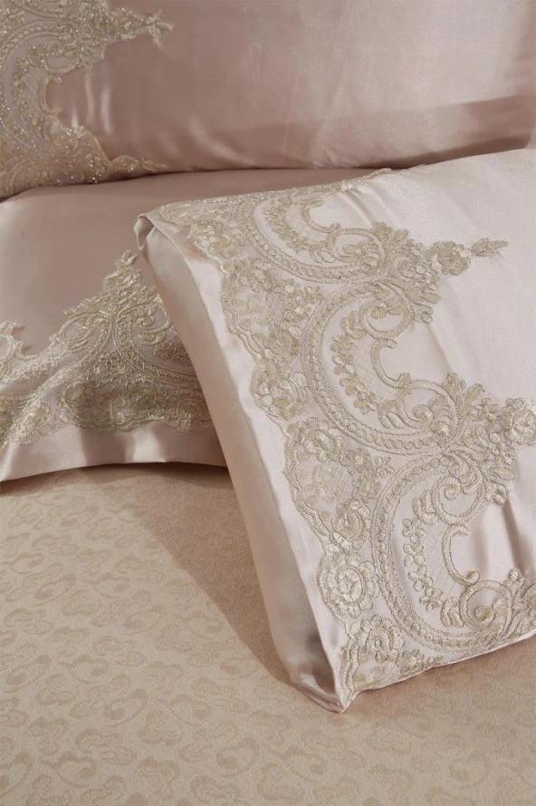 Çeyizdiyarı Fransız Güpürlü Diana Pike Seti 3 Parça Bej - Resim 6