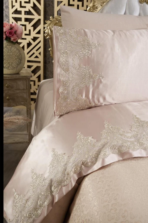 Çeyizdiyarı Fransız Güpürlü Diana Pike Seti 3 Parça Bej - Resim 10