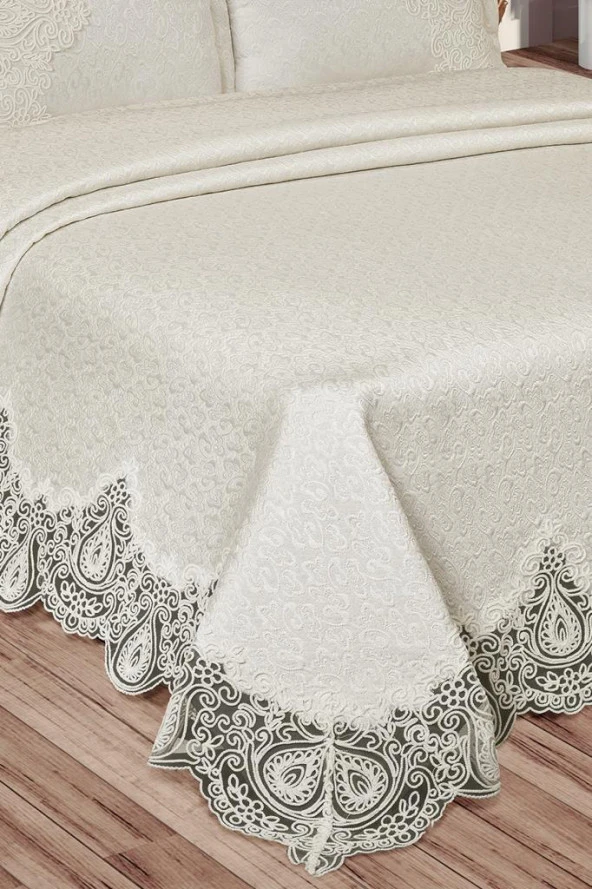 Farah Brokar Güpürlü Pike Takımı Krem - Resim 7