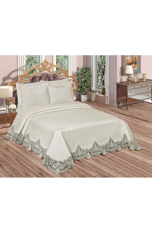 Farah Brokar Güpürlü Pike Takımı Krem - Resim 8