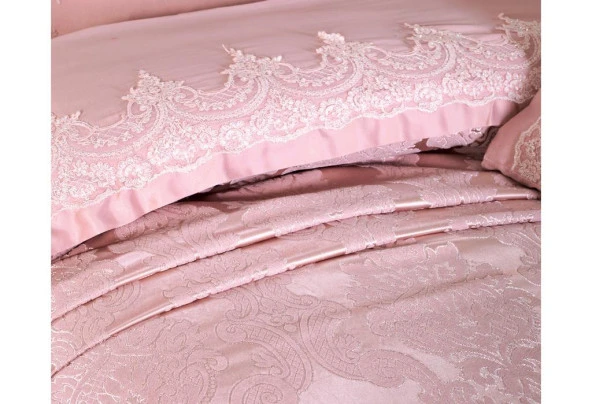 Fransız Güpürlü Çeyizlik Pike Takımı Nilay Pudra - Resim 3