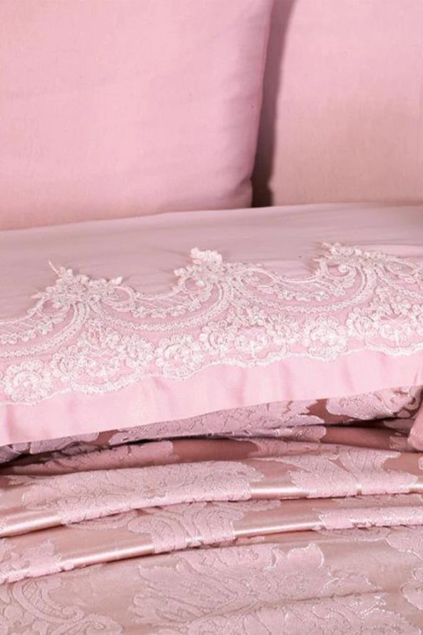 Fransız Güpürlü Çeyizlik Pike Takımı Nilay Pudra - Resim 5