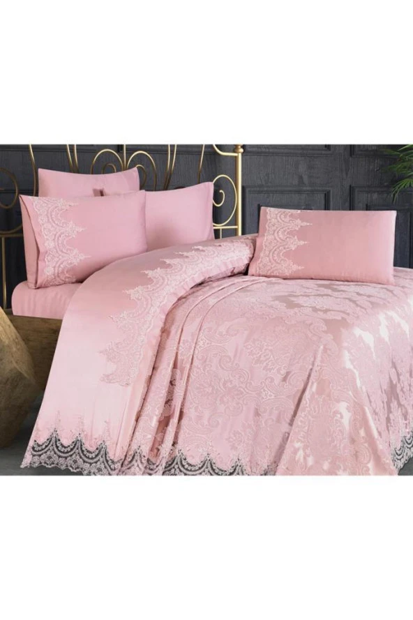 Fransız Güpürlü Çeyizlik Pike Takımı Nilay Pudra - Resim 7