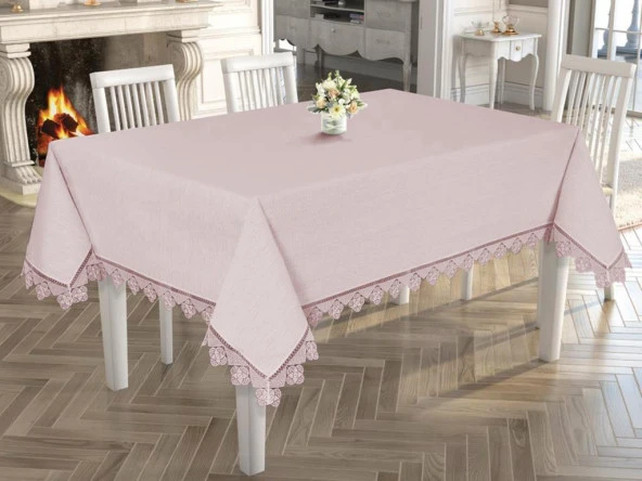 Işıltı İğne Oyalı Masa Örtüsü Pudra ürün görseli