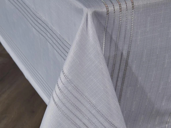 Corvver 26 Parça Dertsiz Masa Örtüsü Takımı Gri - Resim 2