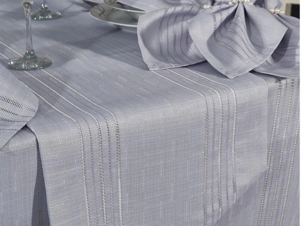 Corvver 26 Parça Dertsiz Masa Örtüsü Takımı Gri - Resim 3