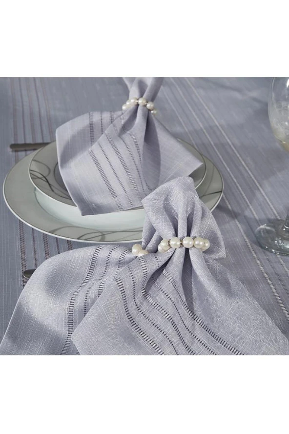 Corvver 26 Parça Dertsiz Masa Örtüsü Takımı Gri - Resim 7