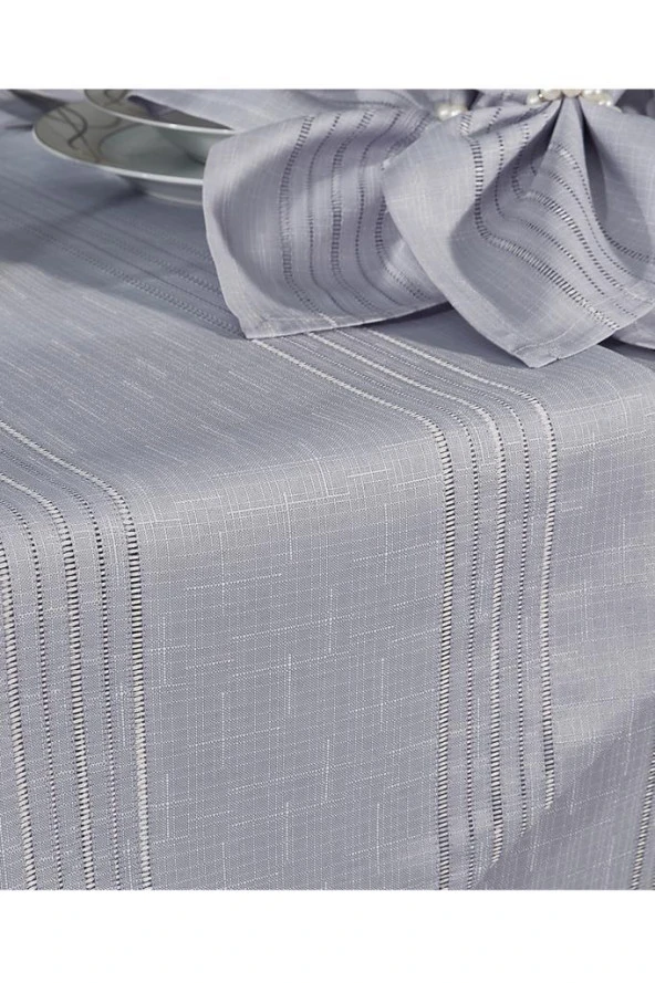 Corvver 26 Parça Dertsiz Masa Örtüsü Takımı Gri - Resim 8