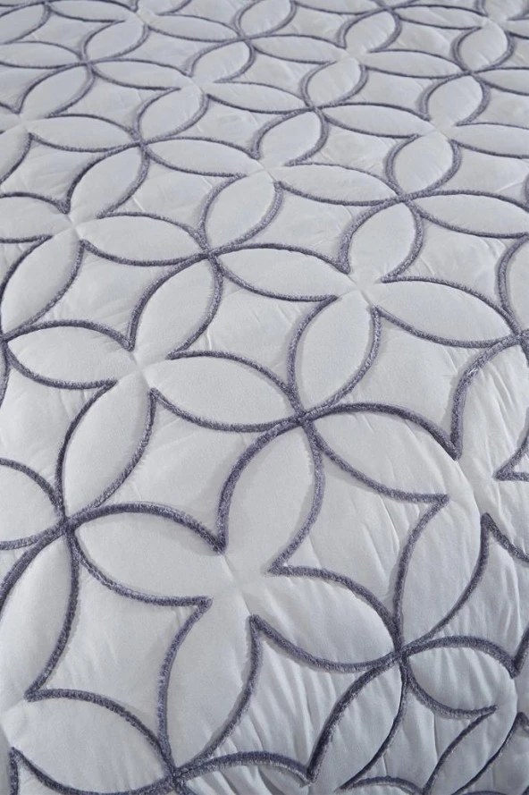 Parolin Tek Kişilik Kapitoneli Yatak Örtüsü Gri - Resim 5