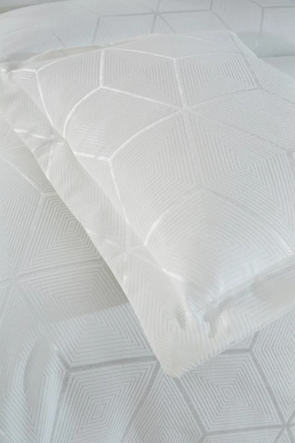 ÇÇeyiz Diyarı Verona 3 Parça Çift Kişilik Yatak Örtüsü Krem - Resim 5