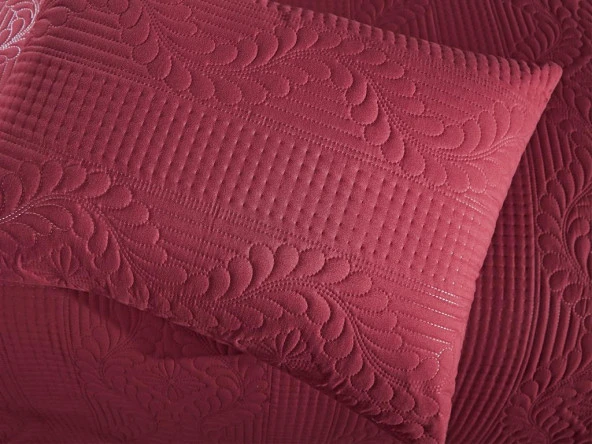 Ultrasonik Kapitoneli Sena Çift Kişilik Yatak Örtüsü Bordo - Resim 4