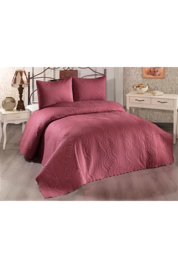 Ultrasonik Kapitoneli Sena Çift Kişilik Yatak Örtüsü Bordo - Resim 6