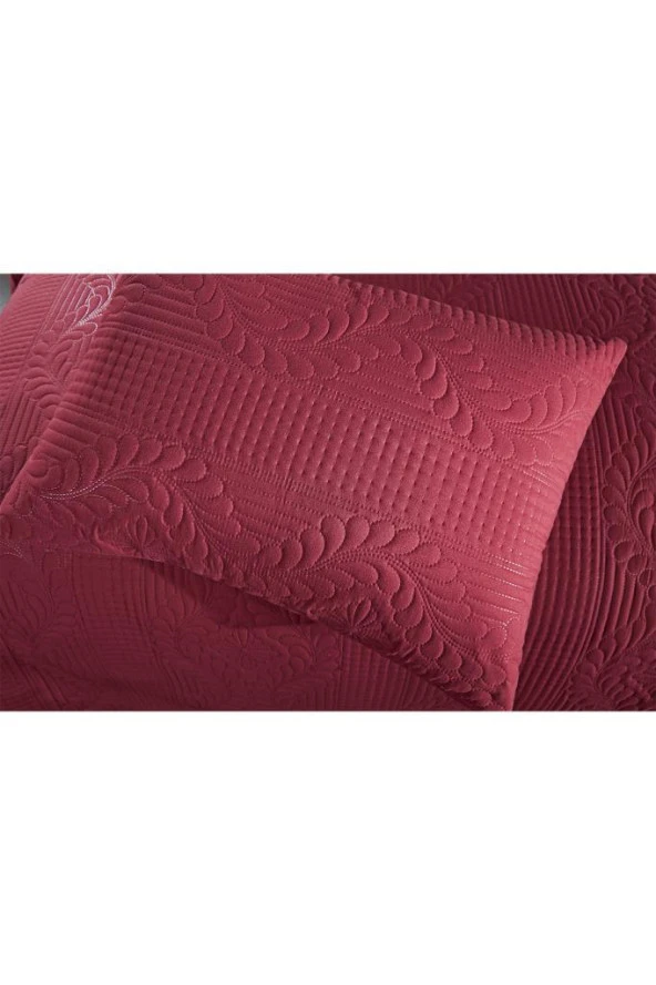 Ultrasonik Kapitoneli Sena Çift Kişilik Yatak Örtüsü Bordo - Resim 9