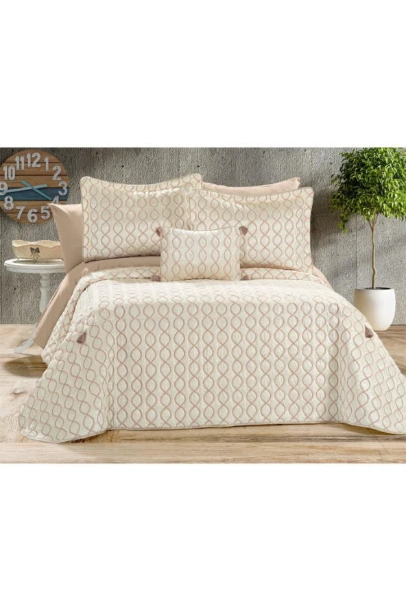 Brillance Çift Kişilik Yatak Örtüsü Krem Cappucino - 3