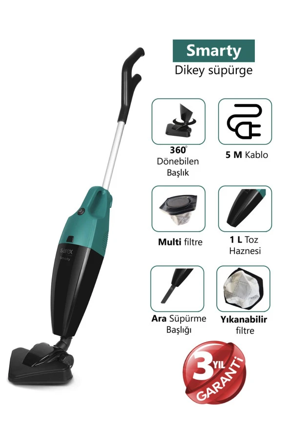 Sarex - Sr-5010 Smarty Dikey Elektrikli Süpürge - Yeşil